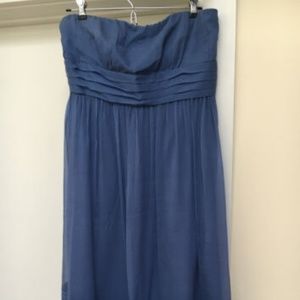 J. Crew Blue Silk Chiffon Strapless Juliet Dress